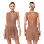 Naiste iluuisutamise kost&uuml;&uuml;m L&uuml;&uuml;rilised tantsukleidid S&auml;ravad kividega v&auml;ljal&otilde;ikega seljaosa varrukateta kleit S roosa