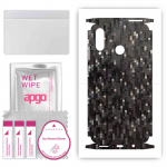 apgo Protective Skin Sticker for the back+sides compatible with Huawei nova 4e, Full Wrap Film, Foil, Vinyl - Pattern Carbon Black Pixel