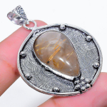 Natural Golden Rutile Gemstone 925 Sterling Silver Gift Pendant 1.97 c1z09