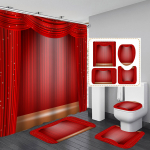 4 tk maastikukujuline du&scaron;ikardina komplekt koos libisemiskindla vaiba ja tualetitarvikutega &ndash; veekindel vannitoakujundus 12 konksuga 4Pcs