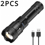 1500LM V&otilde;imas LED-taskulamp USB-laadimistaskulamp V&otilde;imsa v&otilde;imsusega taskulampPikk laskurtaskulamp telkimineV&auml;ike kaasaskantav 2PCS-1500LM