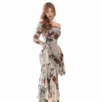 2024. aasta suvine prantsuse vintage Boho Print Midi kleit naiste vabaaja elegantne &uuml;he &otilde;laga kleit Korea moe ja naiste &scaron;ikk peokleit S punane/valge