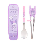 Lilpang Infant Sanrio roostevabast terasest s&ouml;&ouml;gipulgad lusikaga liuguri &uuml;mbris, 2 taset, segatud v&auml;rvid, &uuml;mbris + lusikas + s&ouml;&ouml;gipulgad, 1 komplekt, populaarsed Korea lauan&otilde;ud white