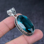 Indicolite Tourmaline Gemstone Handmade 925 Sterling Silver Pendant 2.09 r5z27