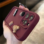 Armas 3D Bear Coffee Cartoon silikoon&uuml;mbris iPhone'ile 16 15 12 11 13 14 Pro Max 7 8 Plus X Xs Xr 15pro 14pro 15plus, pehme matt kate iPhone 14