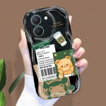Armas koomiksimustriga kreemjas tekstuuriga korpus, lainelise servaga pehme silikoonkaanega telefoni&uuml;mbris Vivo jaoks Vivo V20 Pro valge