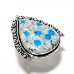 Natural K2 Azurite Gemstone Handmade 925 Sterling Silver Ring Size 10 o6h35