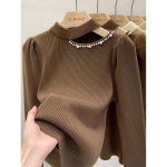 Moodne &otilde;&otilde;nes, poolk&otilde;rge kraega, poolk&otilde;rge kraega, pulover, naiste s&uuml;gistalvised Slim Fit kootud kampsun, naine, elegantne soliidne vabaaja kudumid džemprid 24850 One Size must