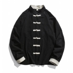 Kimono Jakk Meestele Traditsiooniline Hiina R&otilde;ivas Linane Hanfu Top Pikkade Varrukatega Tang &Uuml;likond Kung Fu S&auml;rk Kardigan Jakk XXXXXL must