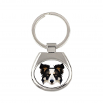 Border Collie - geometric keychain with a photo and the inscription Art-Dog