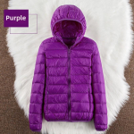 Naiste S&uuml;gisene Valge Pardisulgedest Jope Mantel Tuulekindel Kapuutsiga Soe Vabaaja Talvine S-6XL 6XL purple
