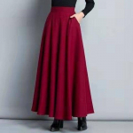 Talvine naiste pikk villane seelik Moodne k&otilde;rge v&ouml;&ouml;kohaga villased seelikud Naiste vabaaja paksud soojad elastsed seelikud M