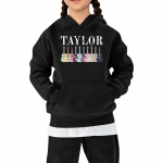 S&uuml;gis- ja talvine laste pikkade varrukatega kapuutsiga fliisist kapuuts, unisex vabaaja multifilmi tr&uuml;kitud top 150 must