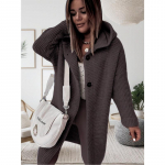 Naiste mood &uuml;hev&auml;rviline kapuutsiga kootud kardigan - Vabaaja pikkade varrukatega, n&ouml;&ouml;bidetailidega, k&otilde;rge elastsusega kangas, ideaalne s&uuml;giseks ja talveks XL kohv