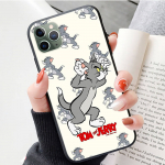J-9 Tom ja Jerry must &uuml;mbris iPhone 16 15 14 13 12 Samsung S24 S23 Ultra Xiaomi POCO Redmi Note Realeme Moto OPPO A15 Realme VIVO Pro Max Plus 5G jaoks Samsung M10 kuristik