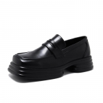 Loafers Meeste kevadised ja s&uuml;gisesed paksu tallaga retro Briti v&auml;ikesed nahast kingad, kandiline pea, paks konts, &uuml;ks pedaal 85755-R 39 must