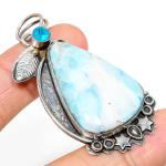 Natural Republic Larimar,Sinine Topaas Kivi 925 Sterlingh&otilde;be Ripats 2.36 k6Y95