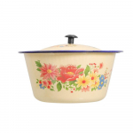 Kaanega emailkausid Kollane supisalat Serveerimispott Puuvilja teraviljakonteiner emailn&otilde;u basseini seapekk 16CM