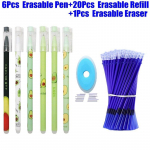 27 tk/partii Kawaii kustutatav geelpliiats, sinine tint, 0,5 mm pestav k&auml;epide Kawaii kirjatarvete pliiatsite t&auml;itevardad kooli kirjutusvahendite jaoks 27pcs set sinine