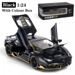 1/24 Lamborghini In League Sportauto Diecast Heli- ja Valgusmudel Tagasit&otilde;mmatav M&auml;nguauto Lastele Hot Wheel LP770 must