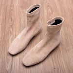 Madalad saapad pahkluuni Suede Soojad Naiste Kingad Talvine Br&auml;nd Ruudukujuline nina Vabaaja Chelsea 2025 Trend Madalad kontsad Lumisaapad Mujer Zapatos 35 aprikoosi