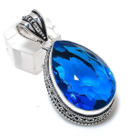 Natural London Blue Topaz 925 Sterling Silver Jewelry Pendant 1.97 i9i45