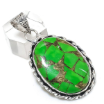 Copper Green Turquoise Gemstone 925 Sterling Silver Jewelry Pendant 2.05 n3i47