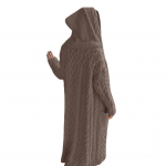 Naiste kampsun jakk taskutega keskmise pikkusega kapuutsiga kootud keerutatud tekstuuriga tahke XXXXXL kohv