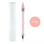 Rhinestones kalliskivi korjaja manik&uuml;&uuml;ri puurpliiats silikoonpea t&ouml;&ouml;riist k&uuml;&uuml;nte kunst Kahepealine akr&uuml;&uuml;ldisain metallist t&auml;ppidega vahapliiats valge