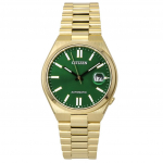 Citizen Tsuyosa kuldse tooniga roostevabast terasest rohelise sihverplaadiga automaatne NJ0152-51X meeste k&auml;ekell roheline