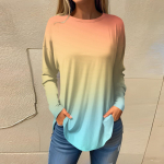 Naiste T-s&auml;rgid S&uuml;gises vabaaja pikkade varrukatega s&auml;rgid Gradienttr&uuml;kiga sviiter L must