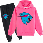 Mood Mr Beast Valgustus Kass Laste Poiste Kampsun Puuvillased kapuutsi ja p&uuml;kste komplektid 150 p&auml;rsia roosi v&auml;rv