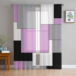 Roosa must hall lapitehnika abstraktne kunst keskaegne stiil l&auml;bipaistvad kardinad elutoa aknakardinad k&ouml;&ouml;gi t&uuml;ll-vookardinad W135 x H115cm x1