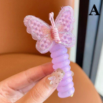 Armas tikitud liblikas lilledega elastne spiraalne juuksen&ouml;&ouml;r pean&ouml;&ouml;r hobusesaba juukser&otilde;ngas kummipaelaga peakate lastele B kollane