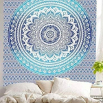 BLESS INTERNATIONAL India traditsiooniline mandala hipi seinaripp, puuvillane gobel&auml;&auml;n Ombre Bohemian voodikate (Sinine) Poster