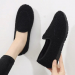 Karvased kingad naistele v&auml;ljas mood lamedad kingad kuum m&uuml;&uuml;k pehmed mugavad pealelibistatavad mokassiinid jalutamiseks jalatsid naine Zapatos de mujer 36 must