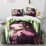 3-osaline anime voodipesukomplekt Demon Slayer voodipesukomplekt Tr&uuml;kitud tekikott Voodipesu Komplekt Mugav Hingav Luksuslik Linuvillane Voodipesu 70x133cm 2pcs