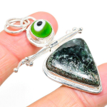 Seraphinite, Evil Eye 925 Sterling Silver Jewelry Pendant 2.36 c7v08