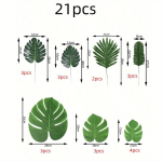 Kunstlikud palmilehed 5-8 liiki Suured V&auml;ikesed Rohelised V&otilde;lts-palmilehed Vartega Safari Džungli Hawaii Luau Peolaua Dekoratsioon Pulmad S&uuml;nnip&auml;ev 21 Pcs