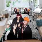 3D Bleach Kurosaki Ichigo Voodipesu Komplekt Anime Tekikatted Padjap&uuml;&uuml;rid Poiste Tekk Voodipesu Komplektid Kohandatud Voodipesu Voodiriided 140X200cm-2pcs