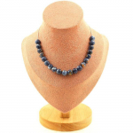 Pierres et Min&eacute;raux. Collier 20 perles Jaspe bleu 8 mm. Chaine en acier inoxydable Collier femmes, hommes. Taille personnalisable.