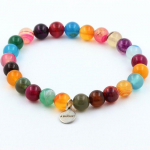 Pierres et Min&eacute;raux. Bracelet Perles Agate ruban&eacute;e multicolore 8 mm. Fabriqu&eacute; en France. Taille personnalisable.