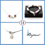 Pierres et Min&eacute;raux. Parure Bracelet Collier perles Howlite + Agate rose marron 8 mm. Taille personnalisable.