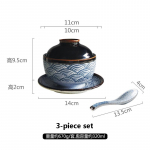 Jaapani k&auml;sitsi maalitud keraamiline kauss kaanega magustoidukauss aurutatud muna kauss hautatud supi kausid jogurti kaerahelbe kausid k&ouml;&ouml;gin&otilde;ud