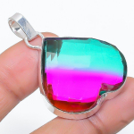 Bi-Color Tourmaline Handmade 925 Sterling Silver Gift Jewelry Pendant 1.69 w1f74