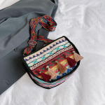 Ethnic Style Handbag for Women Fashionable Broadband Crossbody Bag Versatile Single Shoulder Saddle Bag