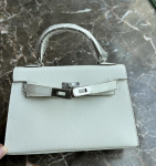 24 uus ehtsast nahast naiste kott peopesa mustriga mini 22CM25 kott h&otilde;bedane pandlaga k&auml;ekott &uuml;he &otilde;laga 25CM+1 shoulder strap with lock valge