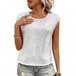 Naiste T-s&auml;rk &Uuml;mara kaelusega Varrukateta Lahtise l&otilde;ikega T-s&auml;rk S&auml;ravate litritega Vabaaja T-s&auml;rgid Tavaline L&otilde;ige Top Igap&auml;evaseks Kandmiseks S valge