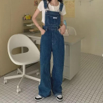 Hongkongi stiilis naiste k&otilde;rge v&ouml;&ouml;kohaga laia s&auml;&auml;rega denim kombinesoonid, saadaval pluss- ja v&auml;ikesed suurused 5XL sinine