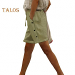 Naiste vabaaja l&uuml;hikesed p&uuml;ksid elastse n&ouml;&ouml;riga k&otilde;rge v&ouml;&ouml;kohaga taskutega Suvised ranna puhkuse l&otilde;&otilde;gastusriided S kaamel